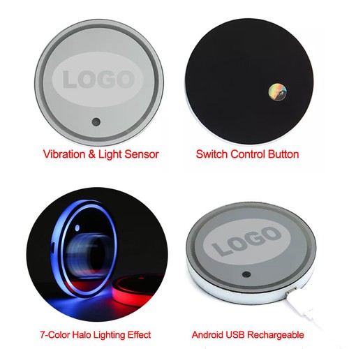 2pcs RGB LED Car Interior Cup Holder RGB Light Mat Pads Drink Coaster for FO-/RD - Bild 2 von 6