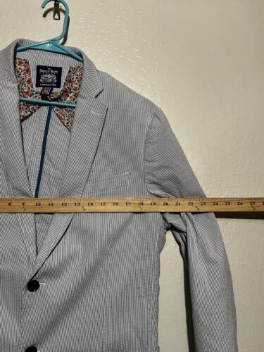Seersucker Blazer Jacke Sport Mantel Herren Größe 44 L blau Freizeit von Saville Row - Bild 4 von 6