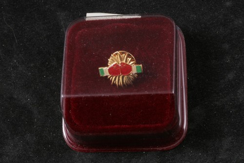 NOS! Unbekanntes Boxen Anstecker Pin mit Box Ungarn vergoldet ungarisch vergoldet - Bild 3 von 3