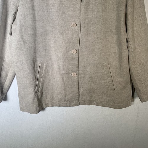 Liz Claiborne Liz Sport Double Breasted Tan Linen/Cotton Blazer Size Petite L - Picture 4 of 14