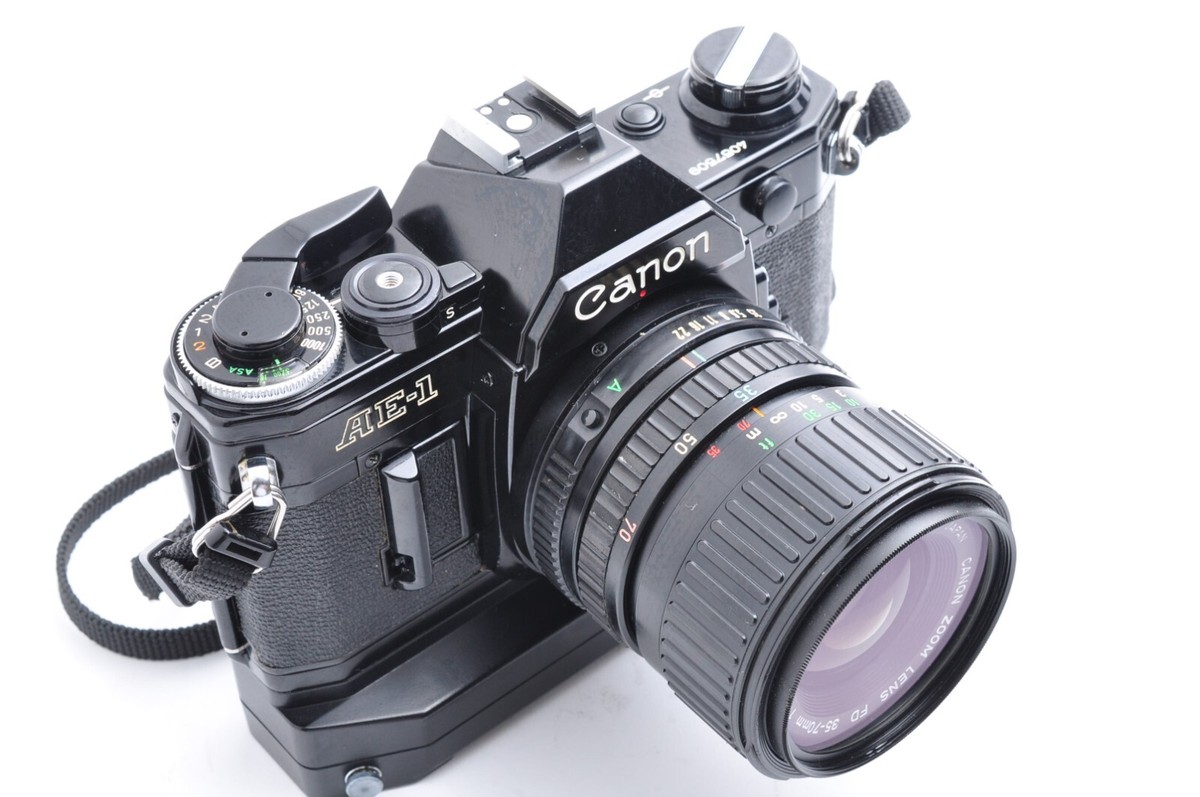 Canon AE-1 FD 35-70mm 1:3.5-4.5 フィルムカメラ Canon AE-1 Black 35mm SLR Film Camera FD 35-70mm F/3.5-4.5