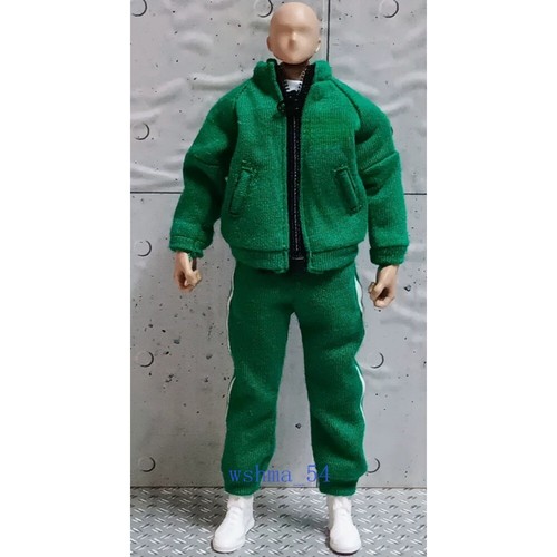 Maßstab 1/12 grün Sport Trainingsanzug Jacke Hose Schuhe Modell für 6" Actionfigur - Bild 3 von 12
