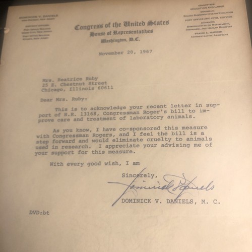 U.S. CONGRESSMAN DOMINICK DANIELS Signed autograph 1967 - Picture 2 of 24