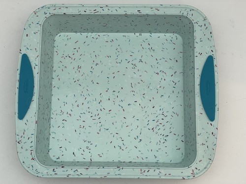 Trudeau Structure Silicone 8" x 8" Square Cake Pan, Blue Confetti - Picture 3 of 6