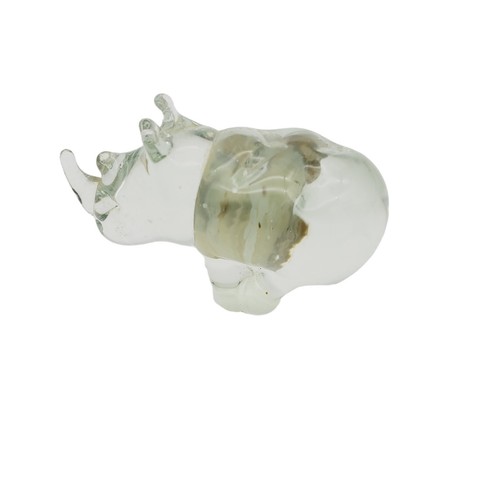 Mundgeblasenes Glas Nashorn Miniatur Figur Handarbeit Ngwenya Glas klein afrikanisch - Bild 2 von 4