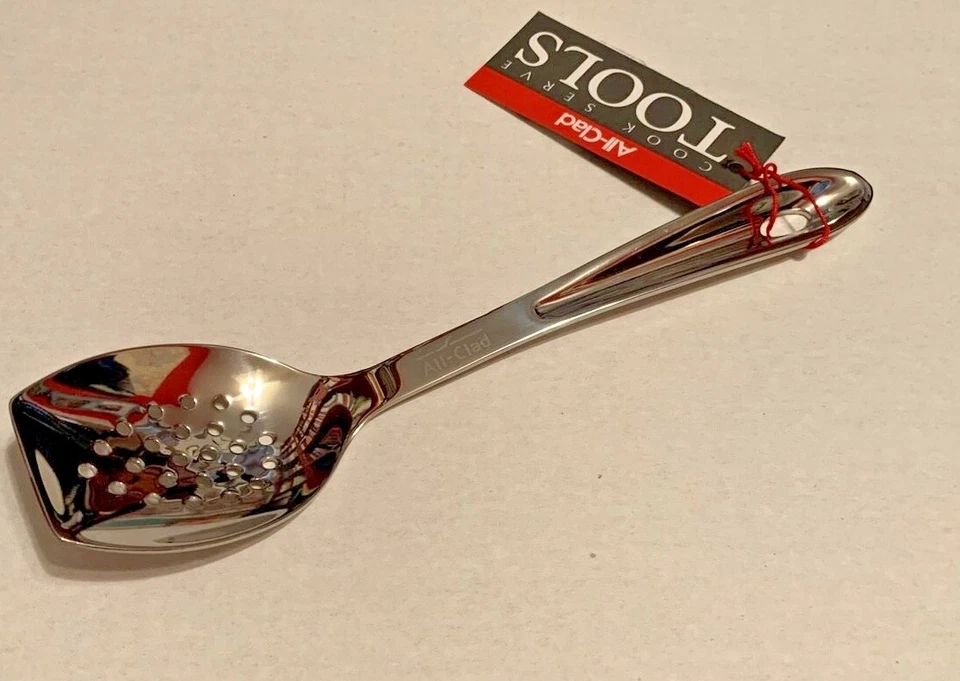 All-Clad 9.5" Slotted Serving Spoon Cook Serve Tool 18/10 SS Brand New w/ Tags  - Image 2 of 4