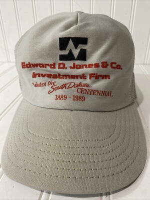 Vtg Edward D. Jones & Co. Hat Made in USA Cap Adjustable Snapback Meshback