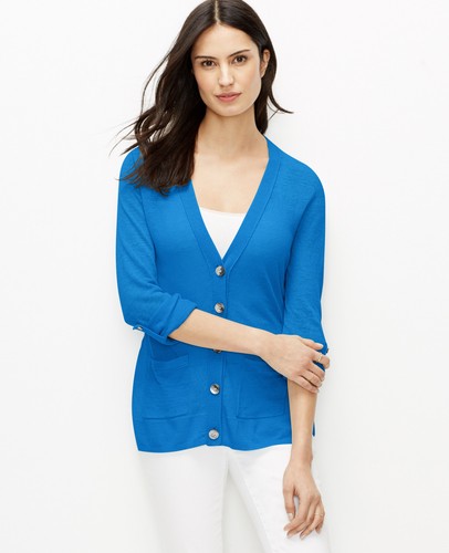 Neu mit Etikett Ann Taylor Leinenmischung V-Ausschnitt Strickjacke Größe XS - Bild 6 von 6