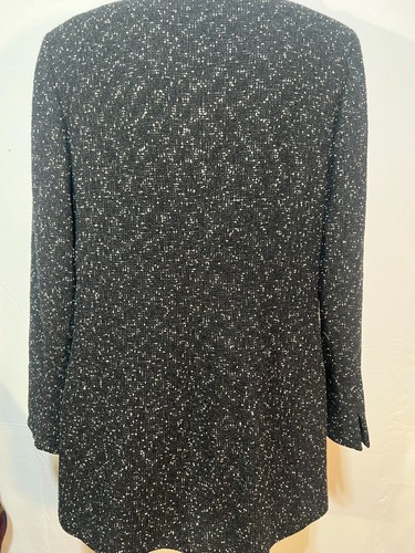 Dana Buchman Damen offener Blazer Cardigan Jacke 12 XL Wollmischung schwarz gesprenkelt - Bild 3 von 9
