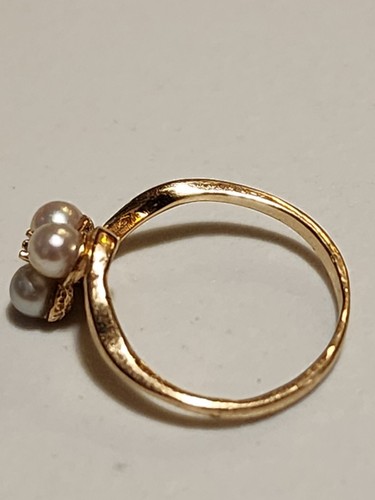 ESTAES AUCTION FIND BEAUTIFUL 10K GOLD PEARL DIAMOND CLUSTER RING JEWELRY - Picture 8 of 11