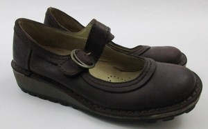Fly-London-Brown-Mary-Jane-Shoes-Flats-Wedge-Leather-Buckle-Size-37-6-5-7