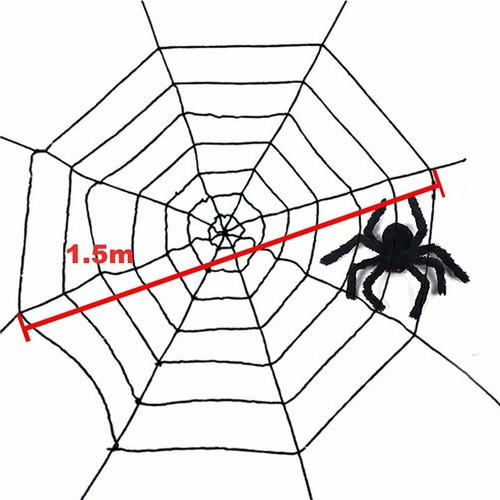 1.5m Giant Halloween Horror Party Black Rope Spider Web Outdoor Props Decoration - Picture 4 of 7