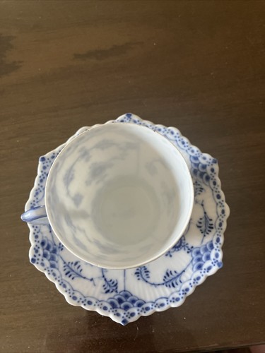 Vintage Royal Copenhagen 1/1035 Blue Fluted Full Lace Cup & Saucer Estate Rare - Picture 2 of 6
