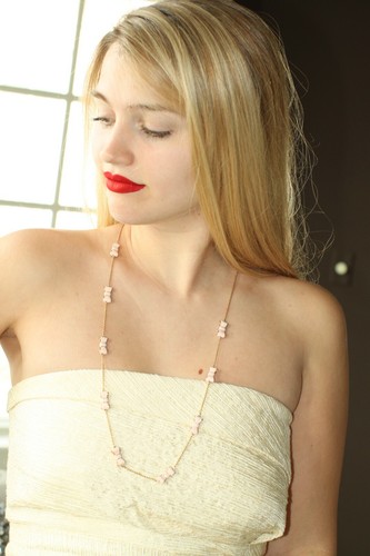 kate spade new york TAKE A BOW long STATION necklace PALE PINK SCATTER beau - Picture 12 of 12