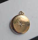 Antique Victorian Solid 10k Gold Locket with Star Set Diamond-Engraved