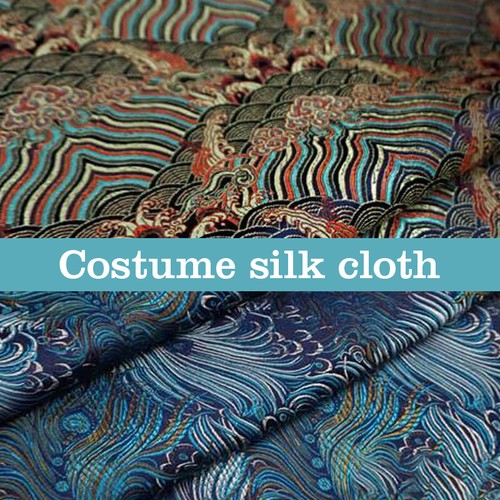 Chinesischer Damaststoff Seide Pfau Jacquard Brokattuch Meterware Vintage NEU - Bild 2 von 11
