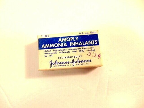 vintage Johnson & Johnson Amoply Ammonia Inhalants box (unused/ 3 inhalants) - Bild 3 von 9