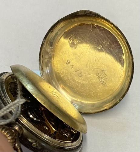 *Antiguo reloj de bolsillo/colgante cilindro remontante 6 rubíes plata .800 damas funciona - Imagen 5 de 5