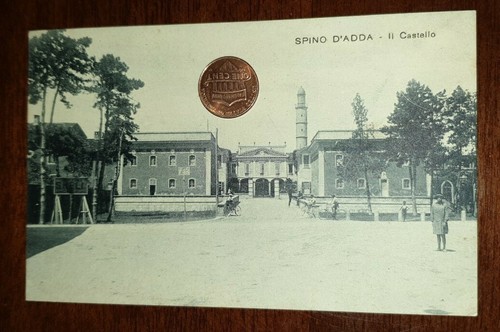 Cartolina d'epoca paesagg Italia Lombardia Cremona Spino d Adda Castello - Foto 1 di 2