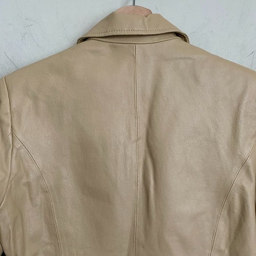 Metrostyle Jacket Tan Leather Collared Buttons Pockets Lined Size 6T - Picture 5 of 11
