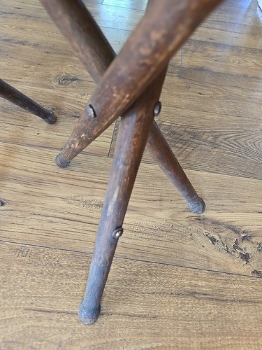 Vintage Canvas, Leather, Wood Tripod Folding Stool Western Cowboys Decorative - Picture 4 of 9