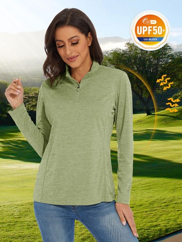 Women's Long Sleeve Shirts 1/4 Zip UPF50+ UV Sun Protection Hiking Golf Shirts - Picture 64 of 117