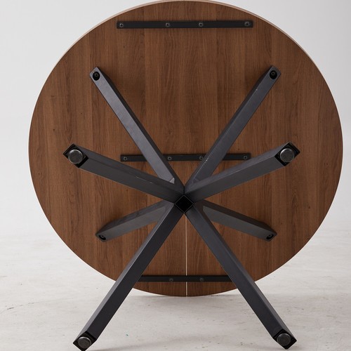 Tavolo da Pranzo Rotondo con Gambe Robuste a Forma di X, per Cucina,100CM - Foto 7 di 9