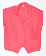 Vintage Womens Sleeveless 5 Button Blazer Jacket Eu 50 Xl Pink Cotton Fs04