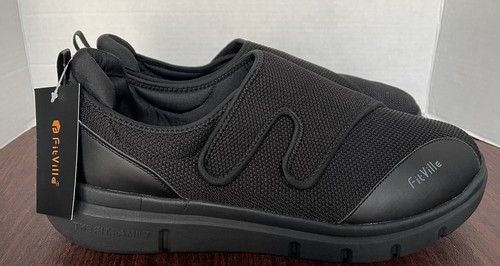 NUEVO CON ETIQUETAS Fitville Negro Marca Gancho Correa Fácil Top Zapatos para Diabéticos Talla 15 EW Para Hombres - Imagen 1 de 8