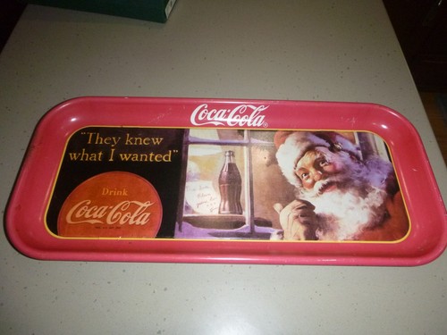 Vintage Metal Tray Coca-Cola -They Knew What I Wanted -1945 Santa Reprinted 1992