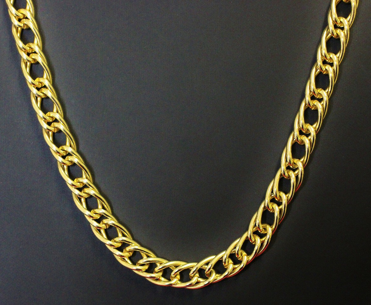 Vintage Heavy Gold Tone Chain Necklace Classic Style Large
