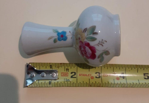 DECORATIVE CERAMIC VASE - WHITE WITH FLORAL DESIGN - 3.75 inches tall