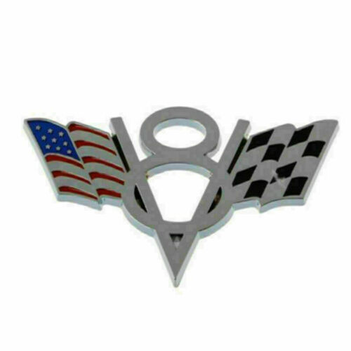 NEW 2x V8 US USA Flag Car Auto Chrome Trunk Metal Emblem Badge Decal Sticker - Picture 3 of 6