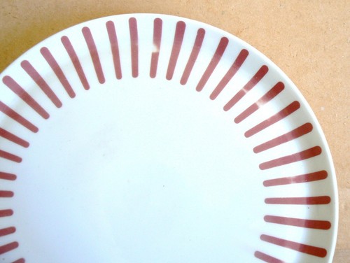 MELITTA ZURICH 6 CAKE PLATES RED STRIPE DECOR Ø 19.5 CM - Picture 5 of 6