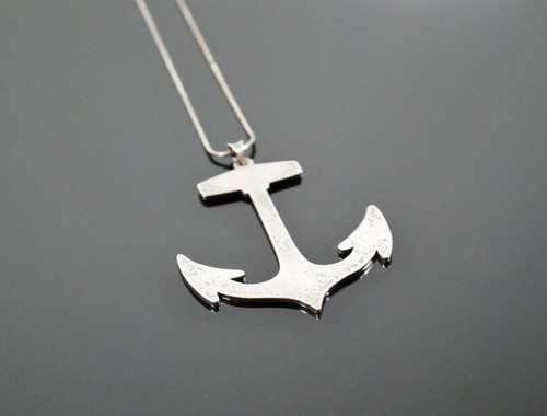 WHITE TRASH CHARMS 925 Sterling Silver Nasty LARGE Anchor Necklace Pig SAILOR - Picture 1 of 5
