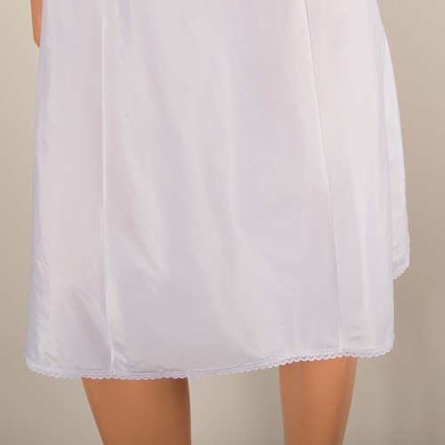 💖 BARBIZON Taffredda Size 34 White Full Slip Dress Silky Taffeta Lace Trim - Picture 9 of 12
