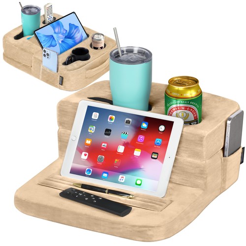 TabCouchCaddy - Couch Cup Holder Tray & Tablet Pillow Stand - Bed, Couch Caddy - 第 2/8 張圖片