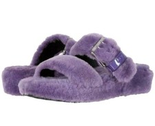 NEW UGG Fuzz Yeah Purple Sheepskin Slipper Slide Sandals