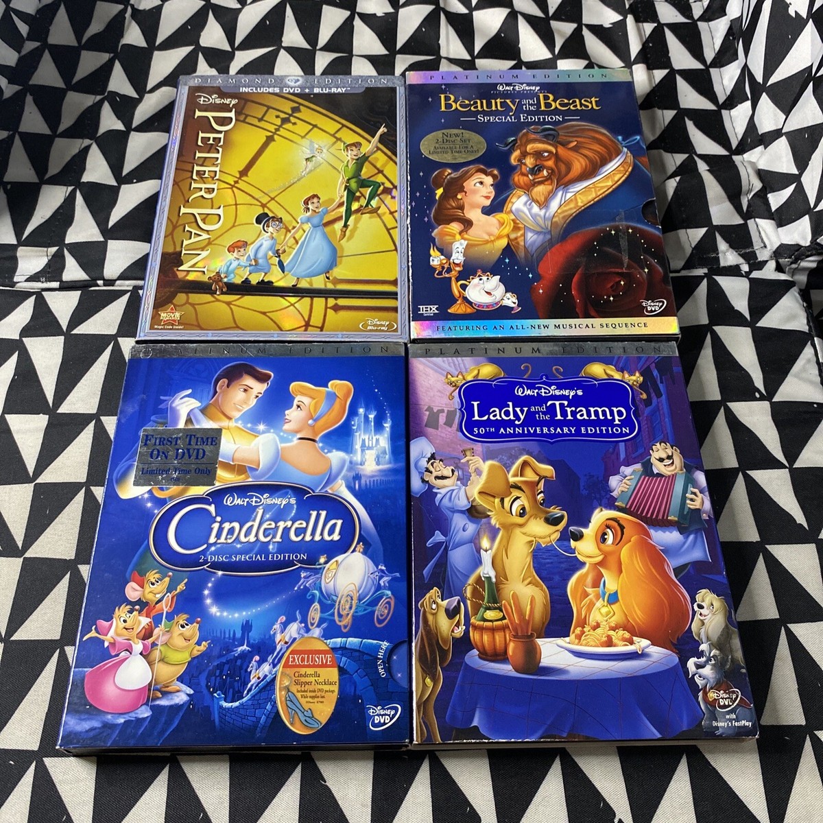 Disney DVD Lot 4 - Peter Pan Beauty Beast Cinderella Lady