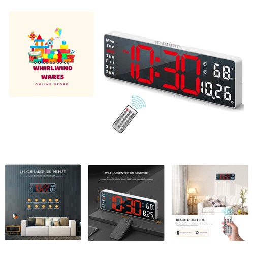 Digital Clock, Digital Wall Clock for Living Room Decor, Desk Alarm Clock for... - Picture 1 of 10