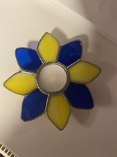 Tiffany Teelichthalter Gelb Blau Handarbeit
