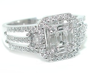 1-CT-BRILLIANT-Halo-Emerald-Cut-Illusion-Triple-Split-Shank-DIAMOND-Ring-18WG