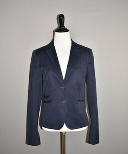 J-CREW-128-Navy-Sateen-Stretch-Cotton-Structured-Blazer-Jacket-Size-6