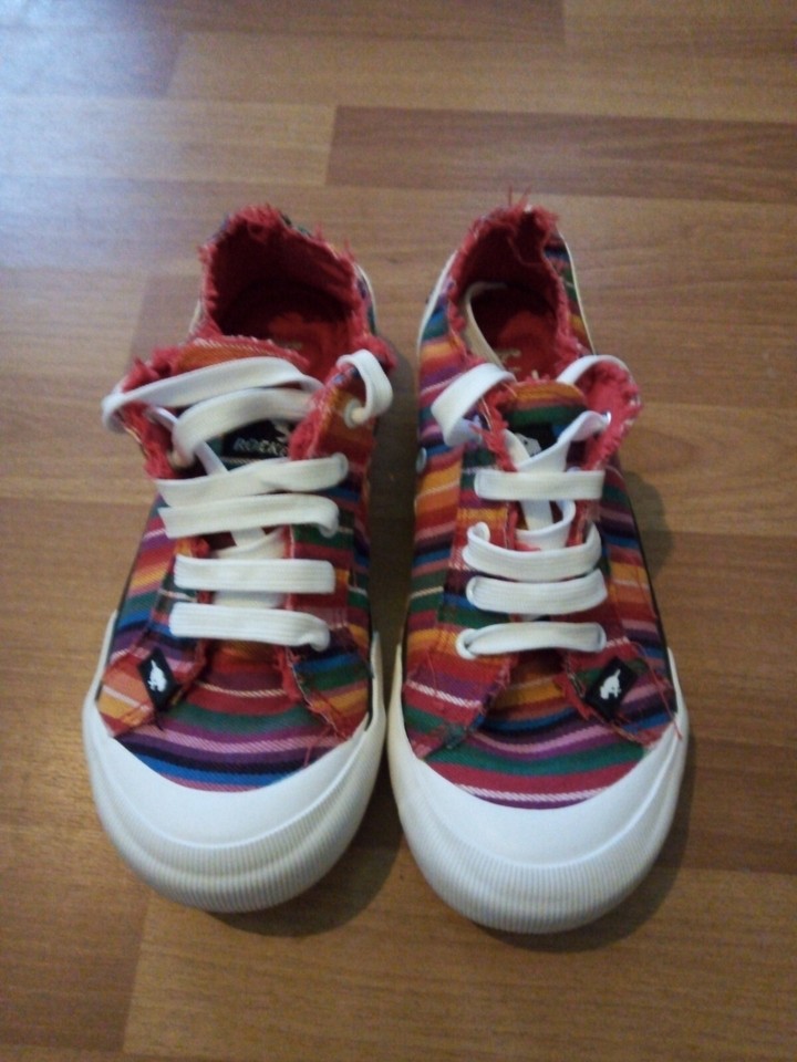 Rocket Dog Jazzin Red Multi Stripe Women's Trainer UK 6 eBay