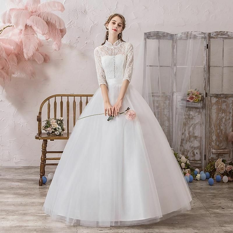 Classic Sexy Style High Neck Half Sleeve Lace Wedding Dress | eBay Classic Sexy Style High Neck Half Sleeve Lace Wedding Dress | eBay