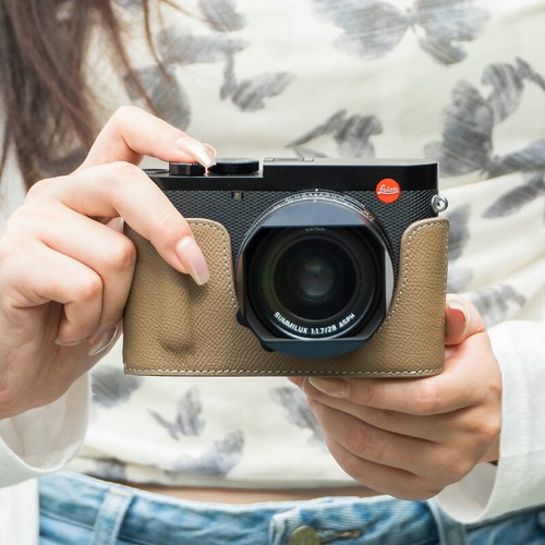 Medio estuche de cuero genuino para cámara con asa para Leica Q3 Q 3 cubierta protectora - Imagen 40 de 52