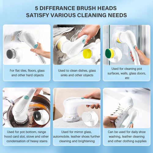 Electric Spin Scrubber Cordless 360° Rotating Window Car Cleaning Brush Z0R2 - Picture 8 of 11