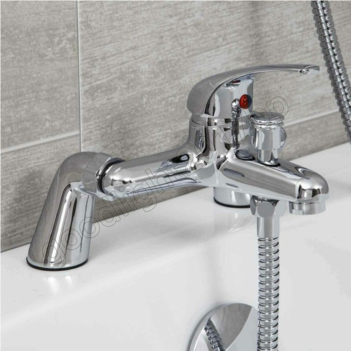 Modern Chrome Wall Mounted Manual Shower Mixer Valve Bathroom Tap With Handset - Picture 10 of 12
