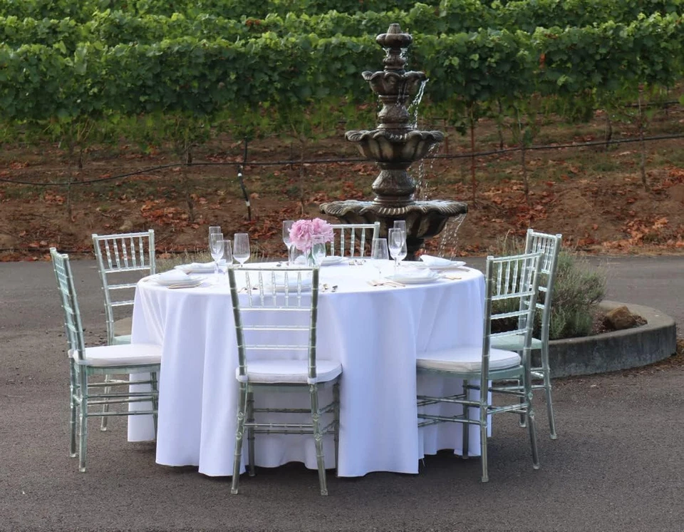 10 Pack! White Round 120 Inch Tablecloth, 100% Polyester, Washable, Party Pack! - Image 4 of 4