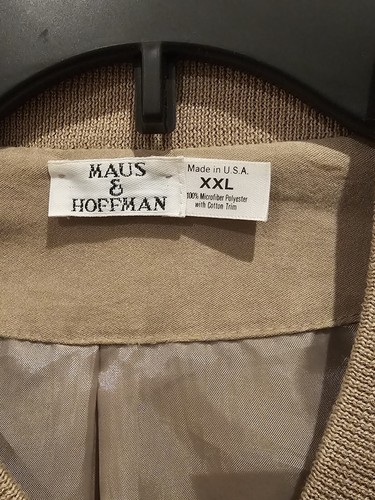 Vintage Maus & Hoffman Jacket Mens Adult XXL Beige Full Zip Bomber Pocket Coat - Picture 11 of 15